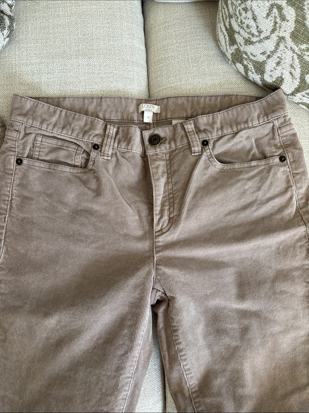 J. Crew High-Rise Corduroy Jeans in Taupe